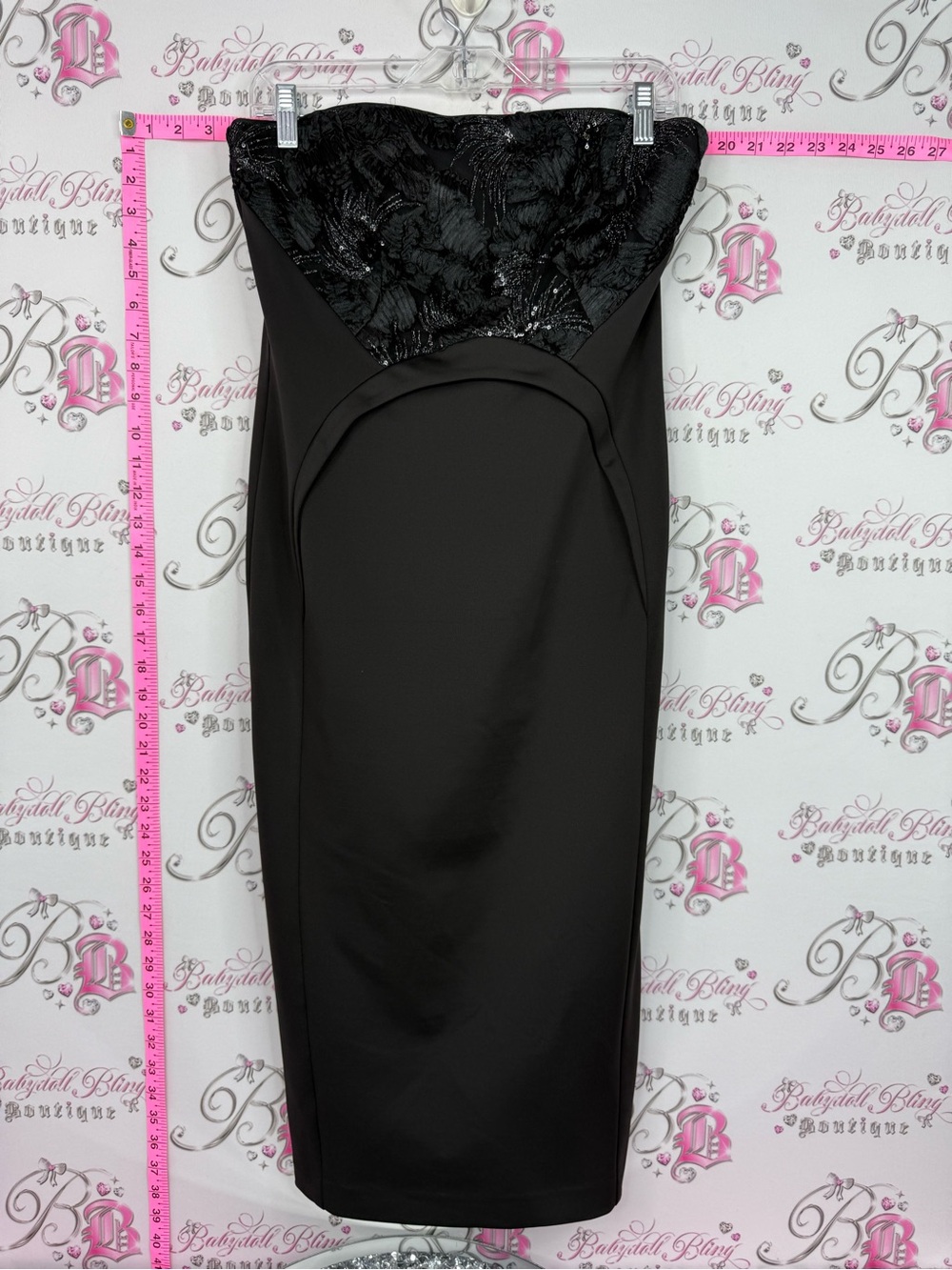 COAST dress Strapless Black Sequin Bodice Pencil Dress